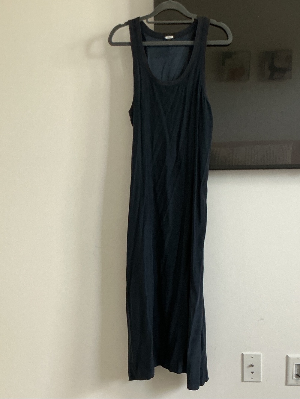ATM Anthony Thomas Melillo Silk Navy Blue Scoop Neck Tank Maxi Dress